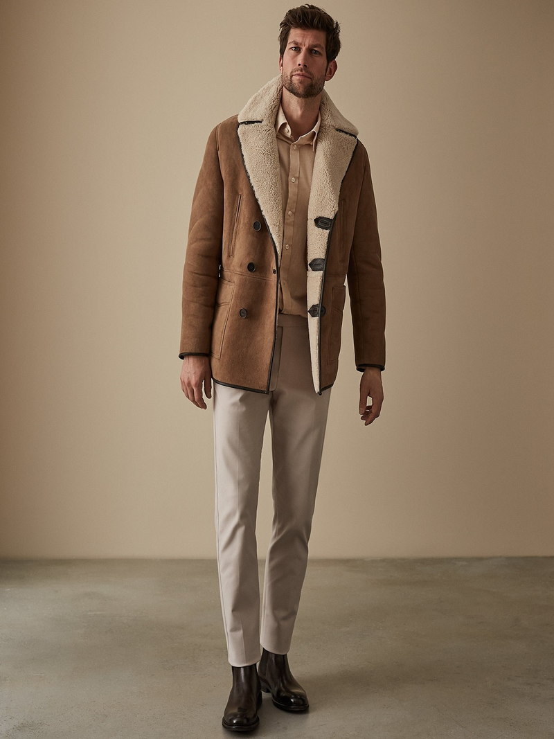 Illustration for article titled MEN BROWN SHEARLING LEATHER JACKET